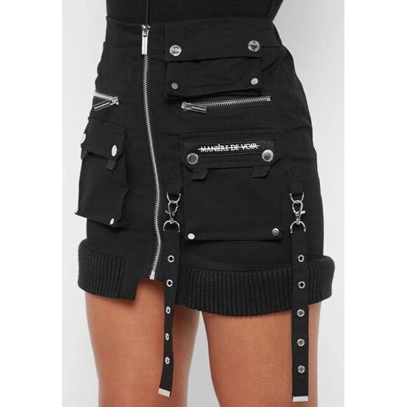 Maniere De Voir Dresses & Skirts - Maniere De Voir Mini Skirt W/ Hardwear Pocket Cargo Streetwear Goth Size 6 EUC